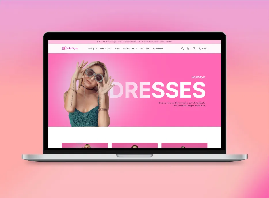SolaStyle eCommerce website
